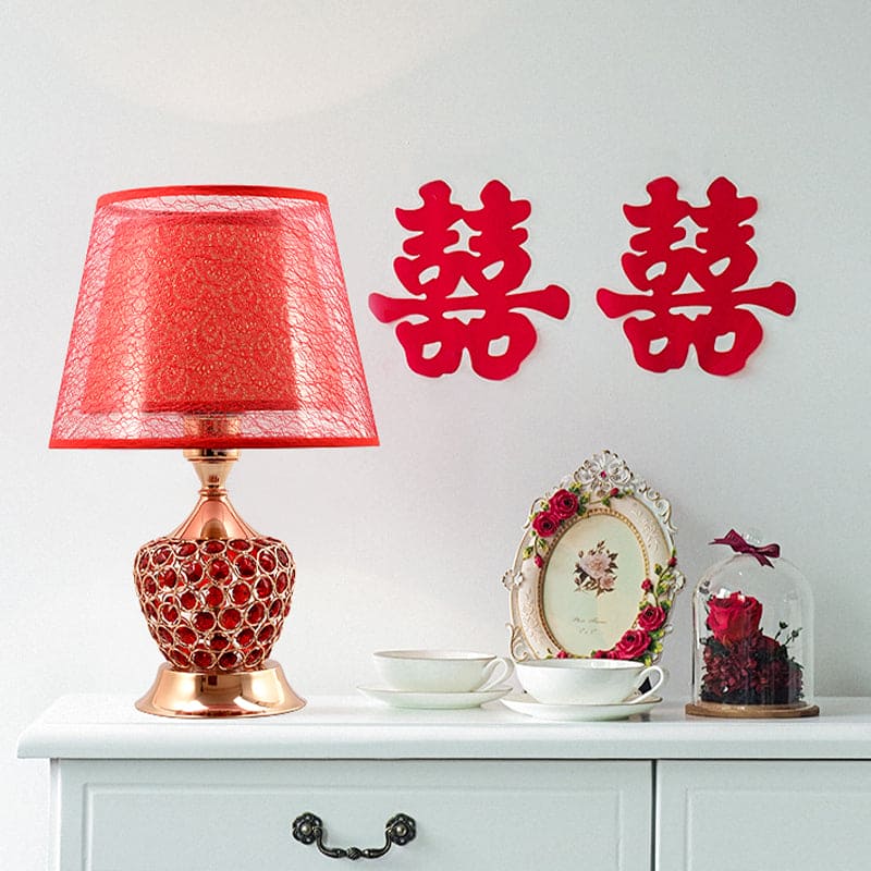 Elegant Bedside Lamp in Urn Shape with Double Lampshade