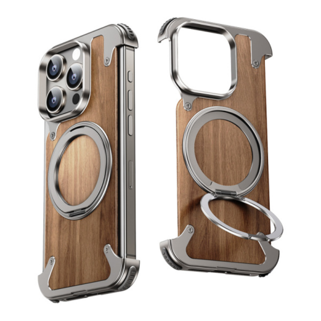 Natural Wood Phone Case with Swiveling Stand