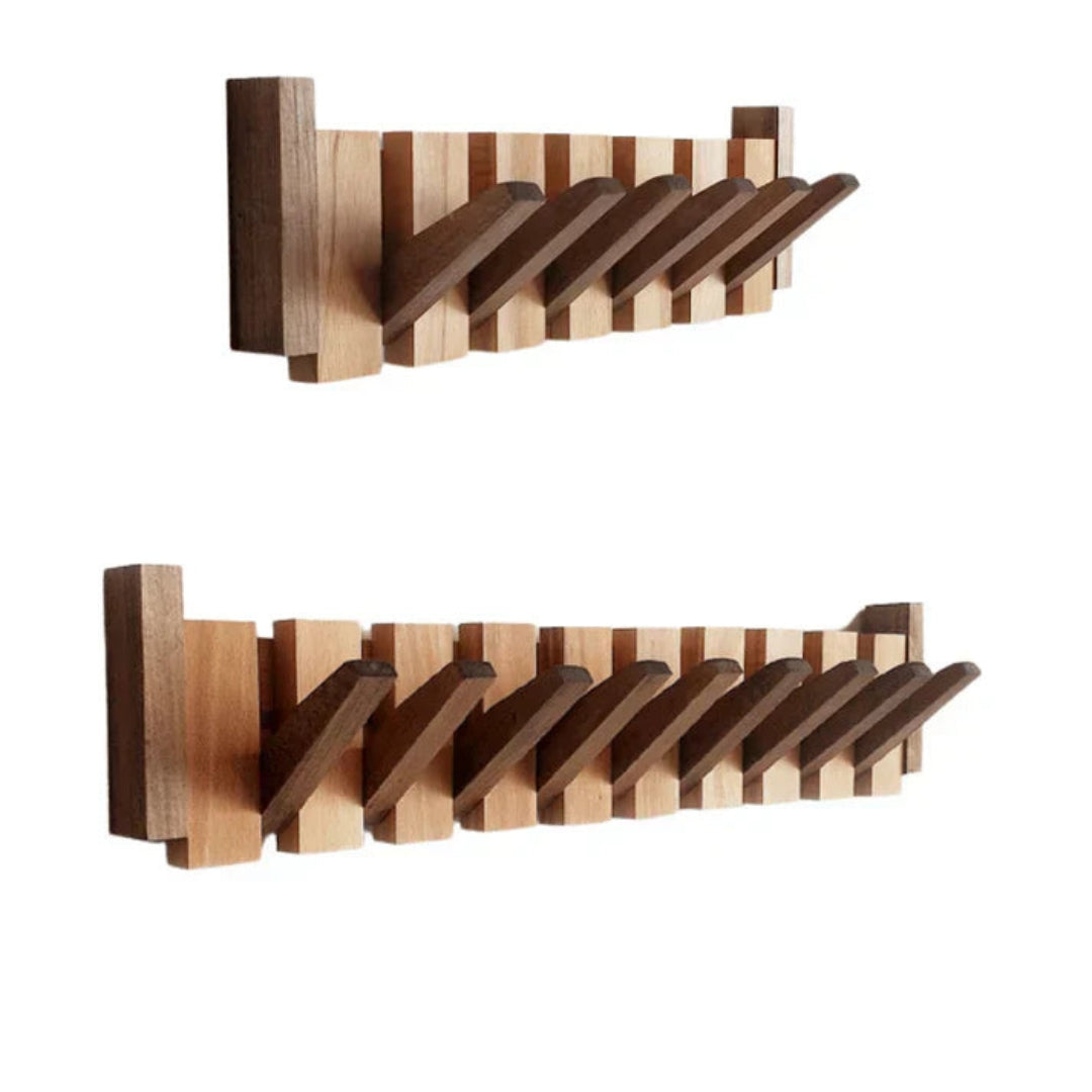 Wooden Wall-Mounted Coat Rack with Design