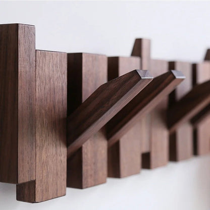 Wooden Wall-Mounted Coat Rack with Design