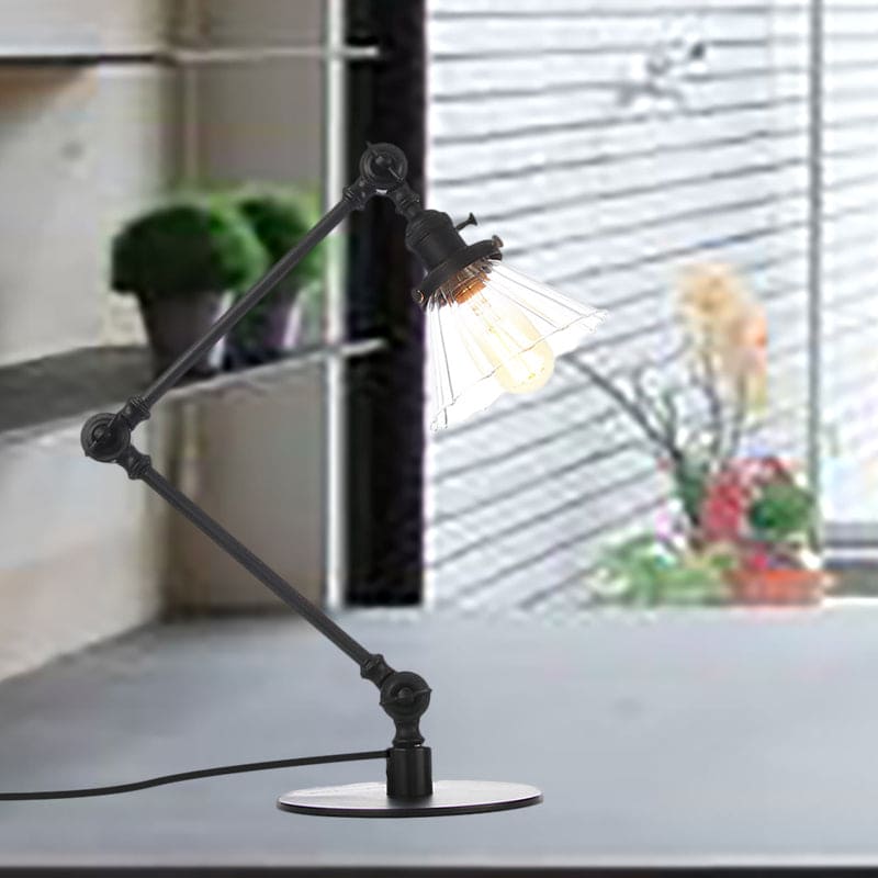 Elegant Table Lamp in Clear Conical Glass