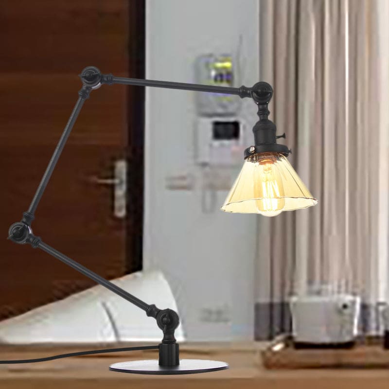 Elegant Table Lamp in Clear Conical Glass