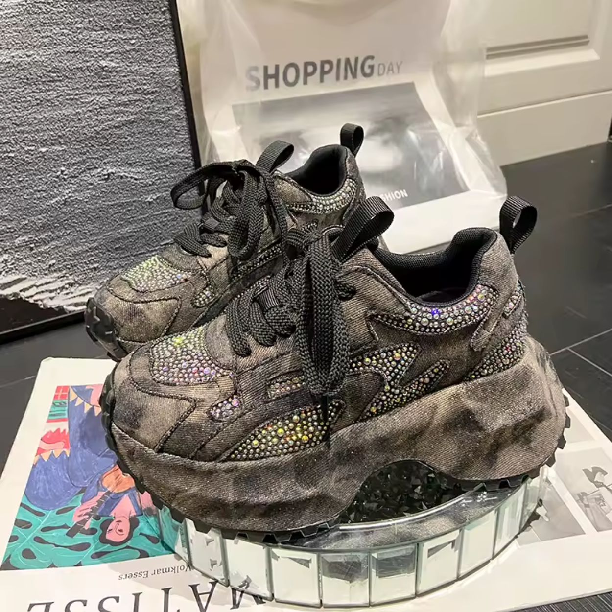 Women's Chunky Sneakers with Glamorous Glitter