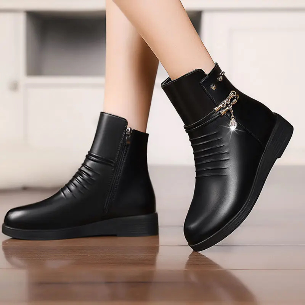 Warm and Comfortable Winter Ankle Boots in Elegant Suede