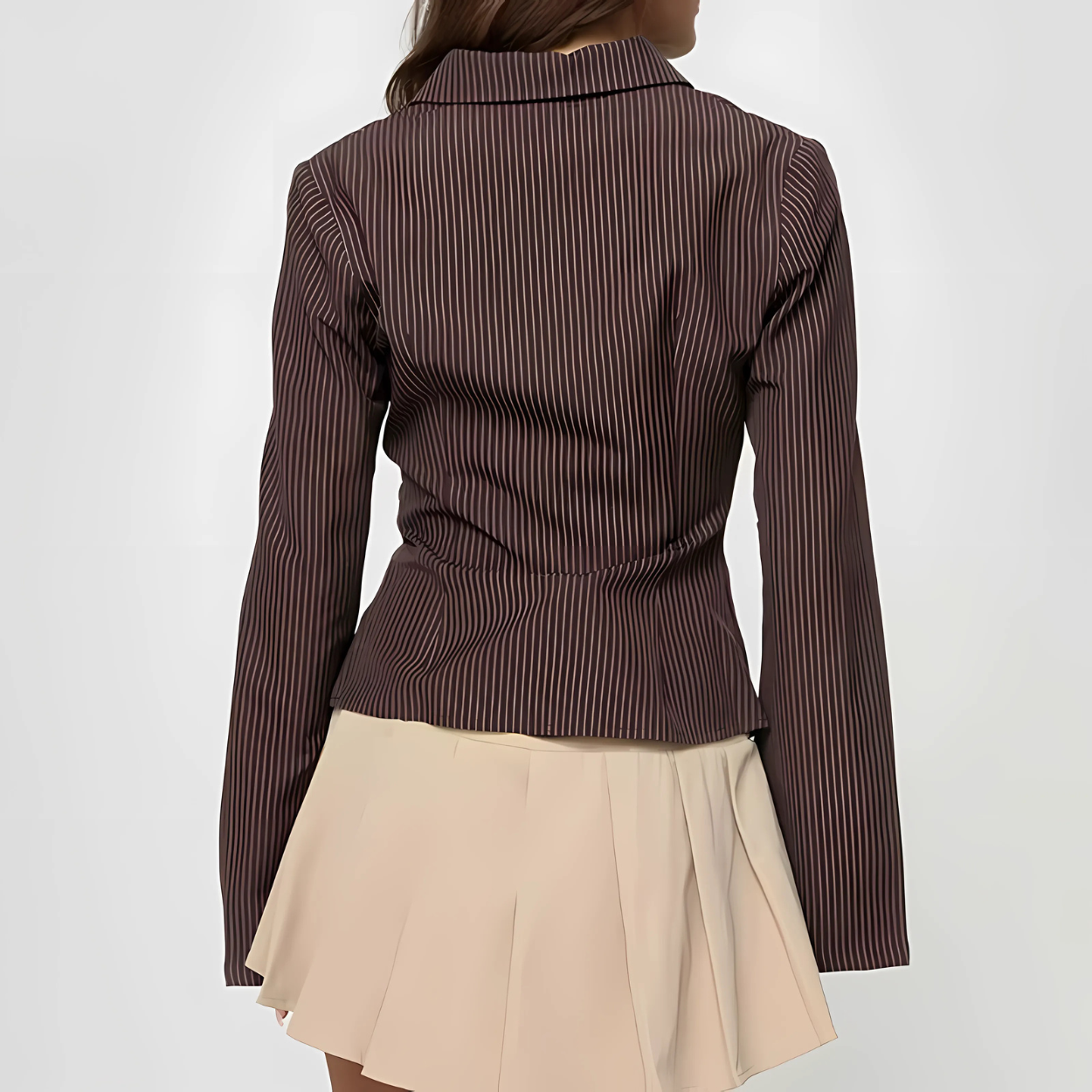 Elegant Brown Striped Blouse for Women