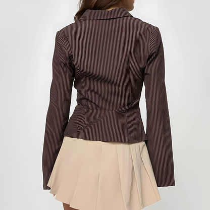 Elegant Brown Striped Blouse for Women