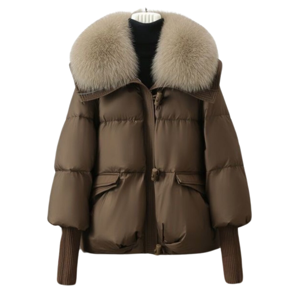 Short Winter Parka with Fur-Lined Hood