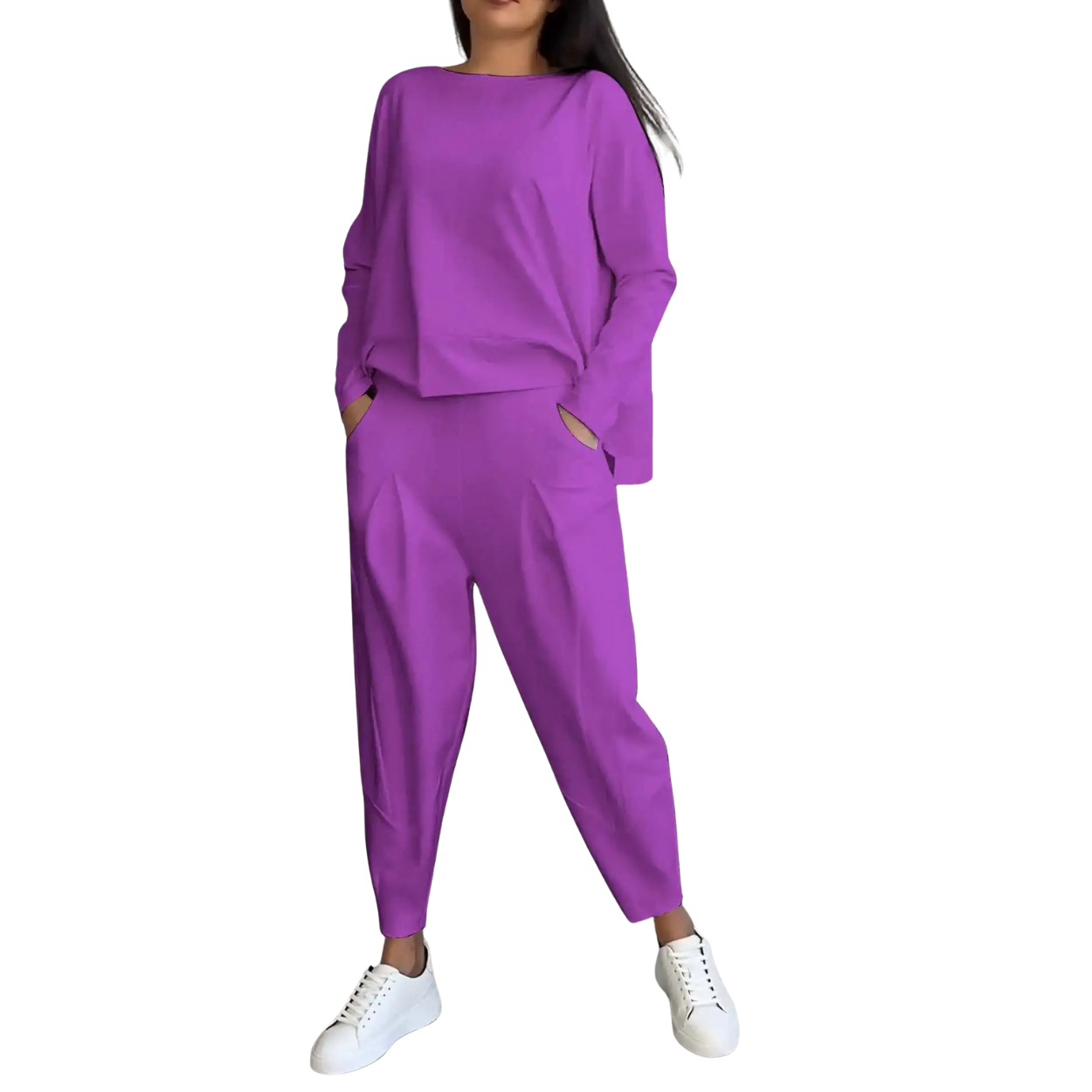 Casual Women's 2-Piece Set Sweatshirt and High-Waisted Pants