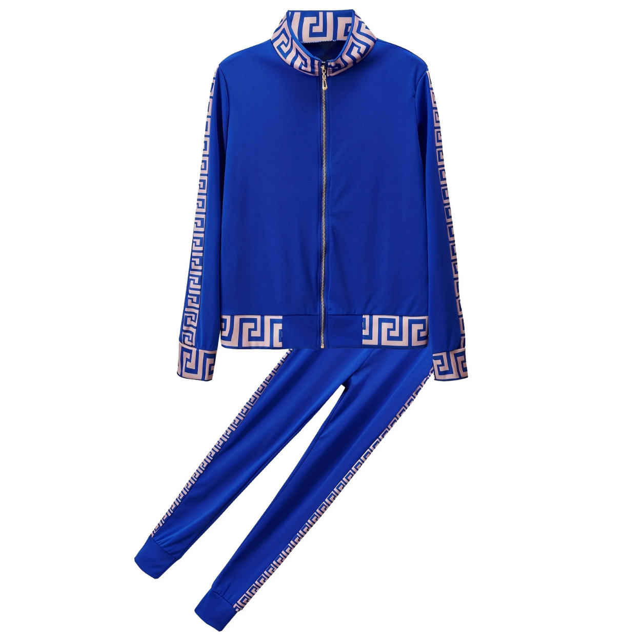 Casual Tracksuit Set with Elegant Greek Pattern
