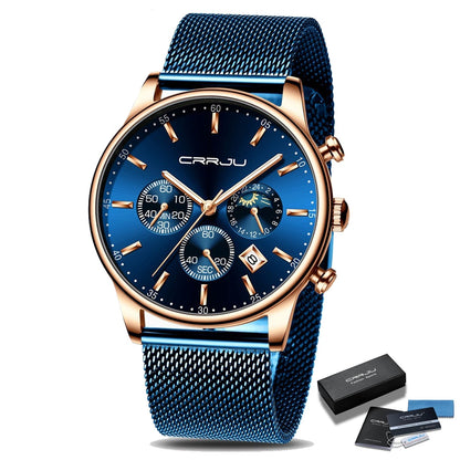 Men's metal strap sports watch