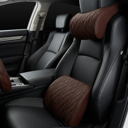 Comfortable faux leather car neck pillow