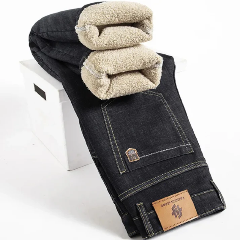 Men's Warm Winter Jeans with Fleece Lining