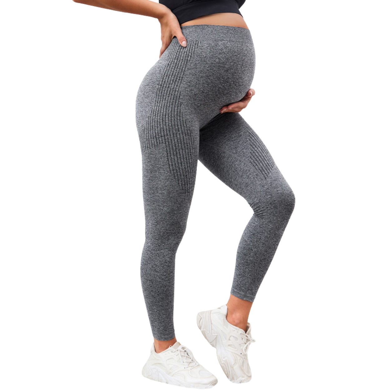 Elastic Maternity Leggings with Abdominal Support and Slimming Effect