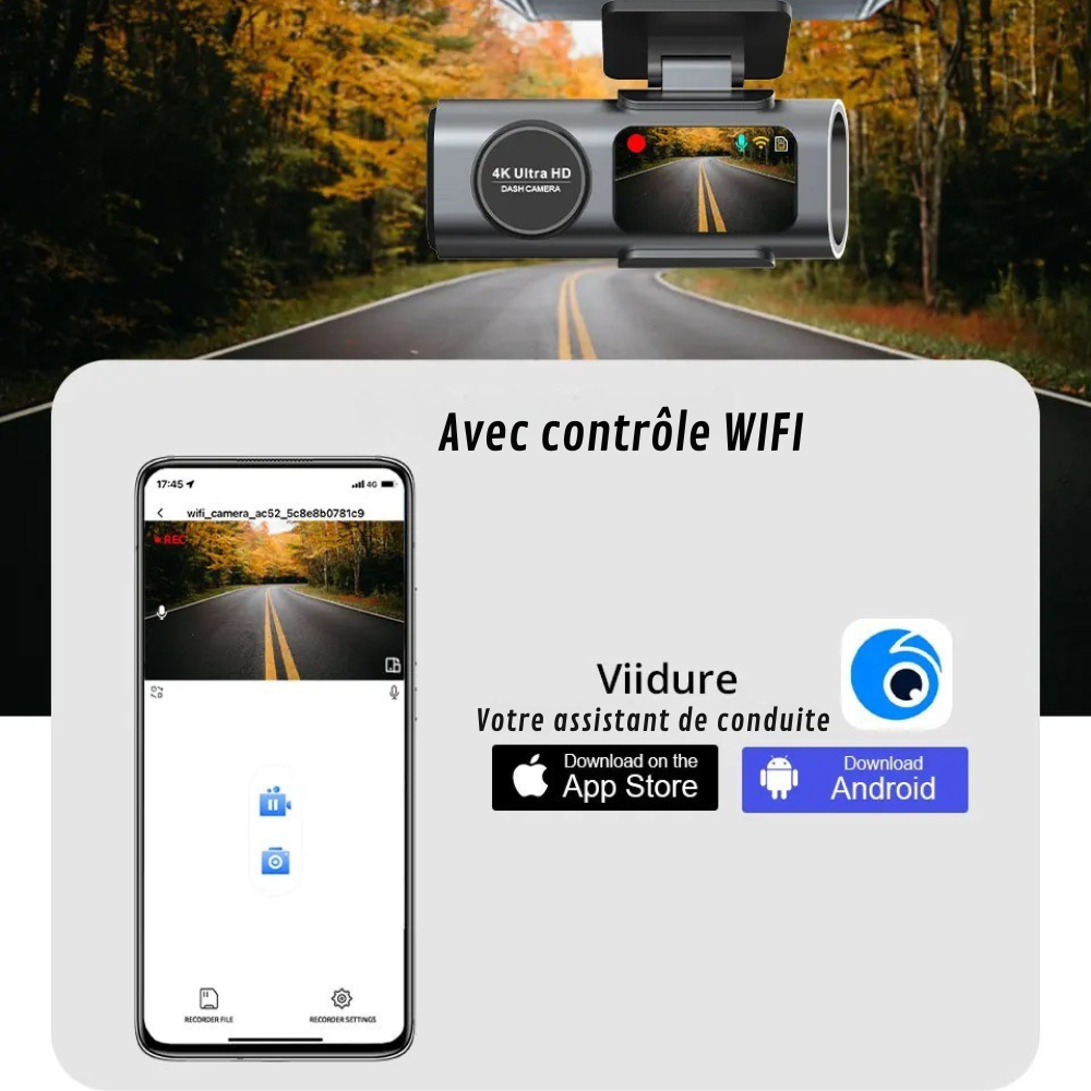 Marcherelle™ – Dashcam 4K Ultra HD Voiture avec GPS Intégré