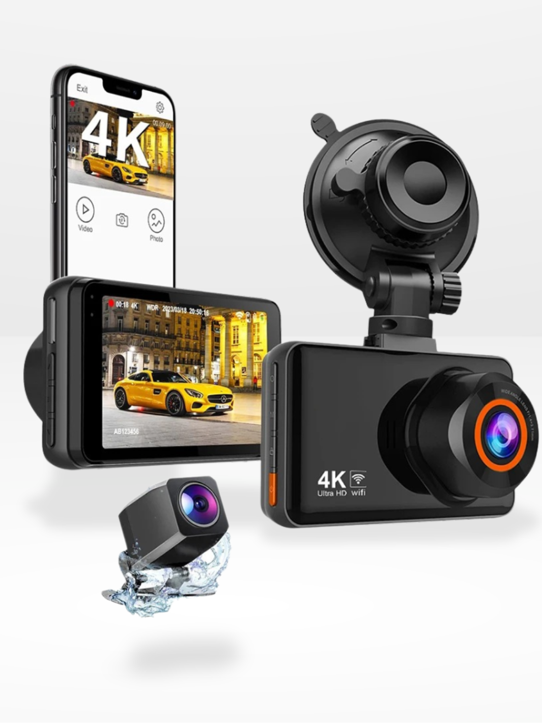 Marcherelle™ – Dashcam Voiture 4K – Vision Nocturne, WiFi & Stationnement 24h