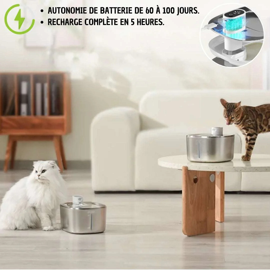 Marcherelle™ – Fontaine à Eau pour Chat sans Fil 4 L, Batterie Longue Durée