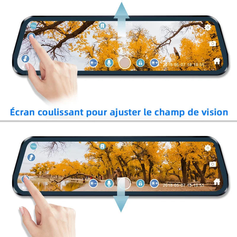 Marcherelle™ – Rétroviseur Dashcam Voiture Full HD – Écran Tactile 10" & Vision Nocturne