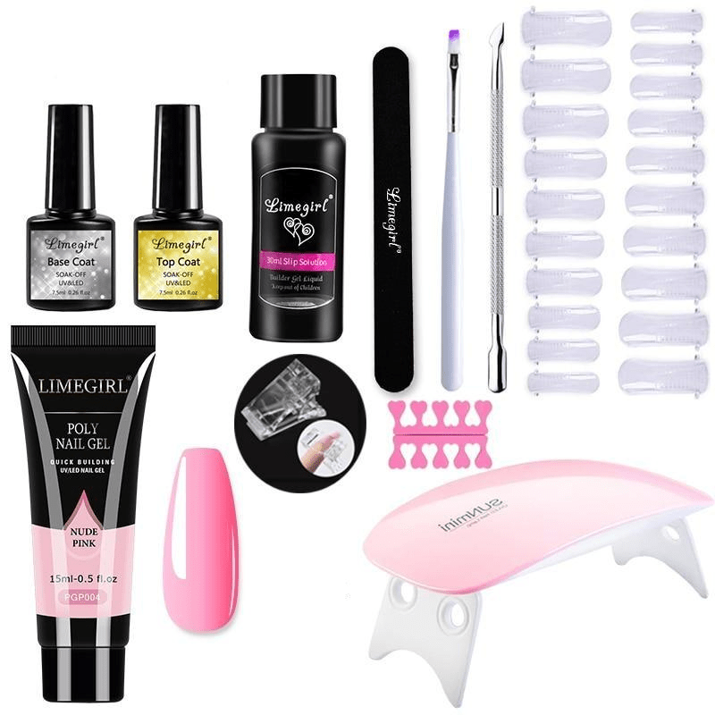 Kit d'Extension de Ongles Complet avec Lampe UV pour Manucure à Domicile - Foivo