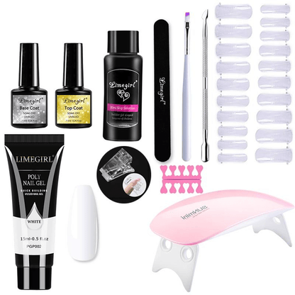 Complete Nail Extension Kit with UV Lamp for Home Manicure