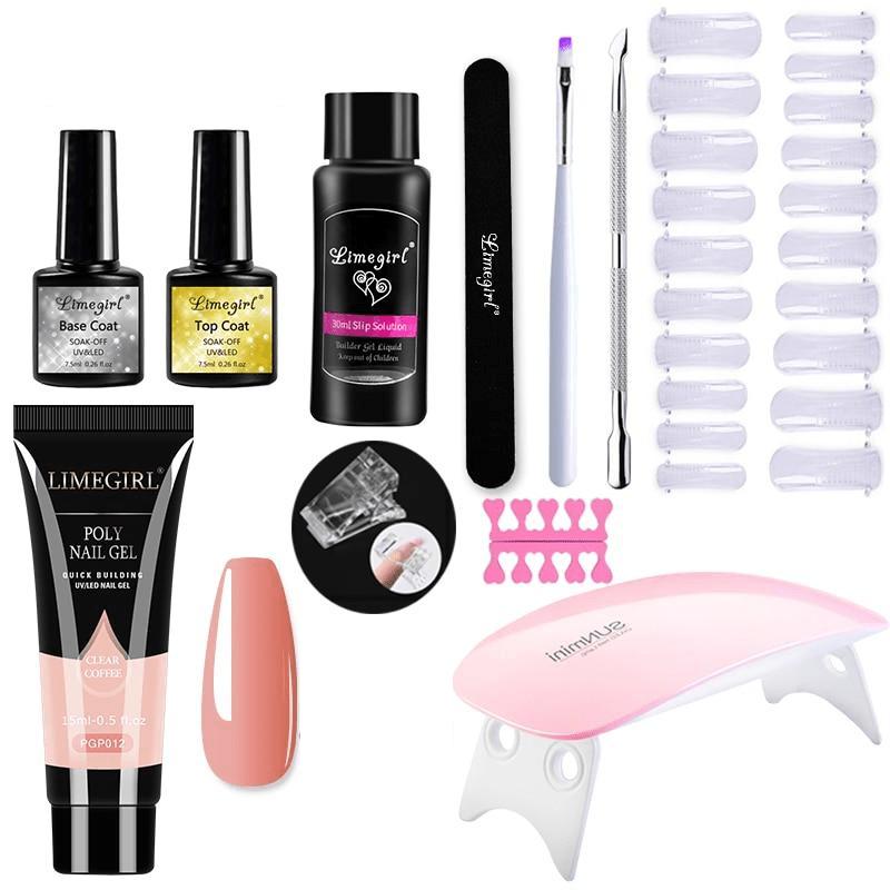 Complete Nail Extension Kit with UV Lamp for Home Manicure