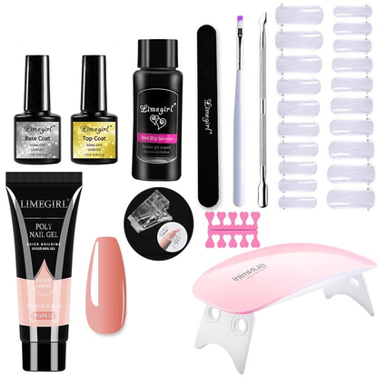 Complete Nail Extension Kit with UV Lamp for Home Manicure