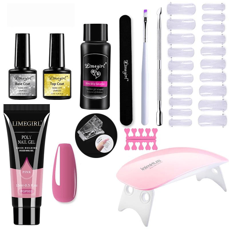 Complete Nail Extension Kit with UV Lamp for Home Manicure