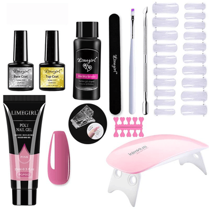 Complete Nail Extension Kit with UV Lamp for Home Manicure