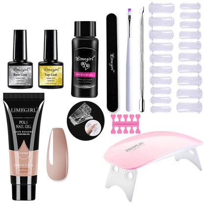 Complete Nail Extension Kit with UV Lamp for Home Manicure