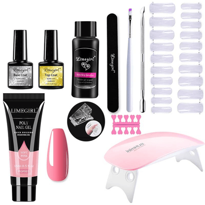 Complete Nail Extension Kit with UV Lamp for Home Manicure
