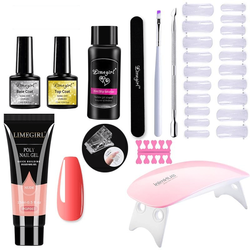 Complete Nail Extension Kit with UV Lamp for Home Manicure