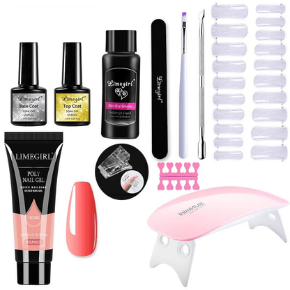 Complete Nail Extension Kit with UV Lamp for Home Manicure