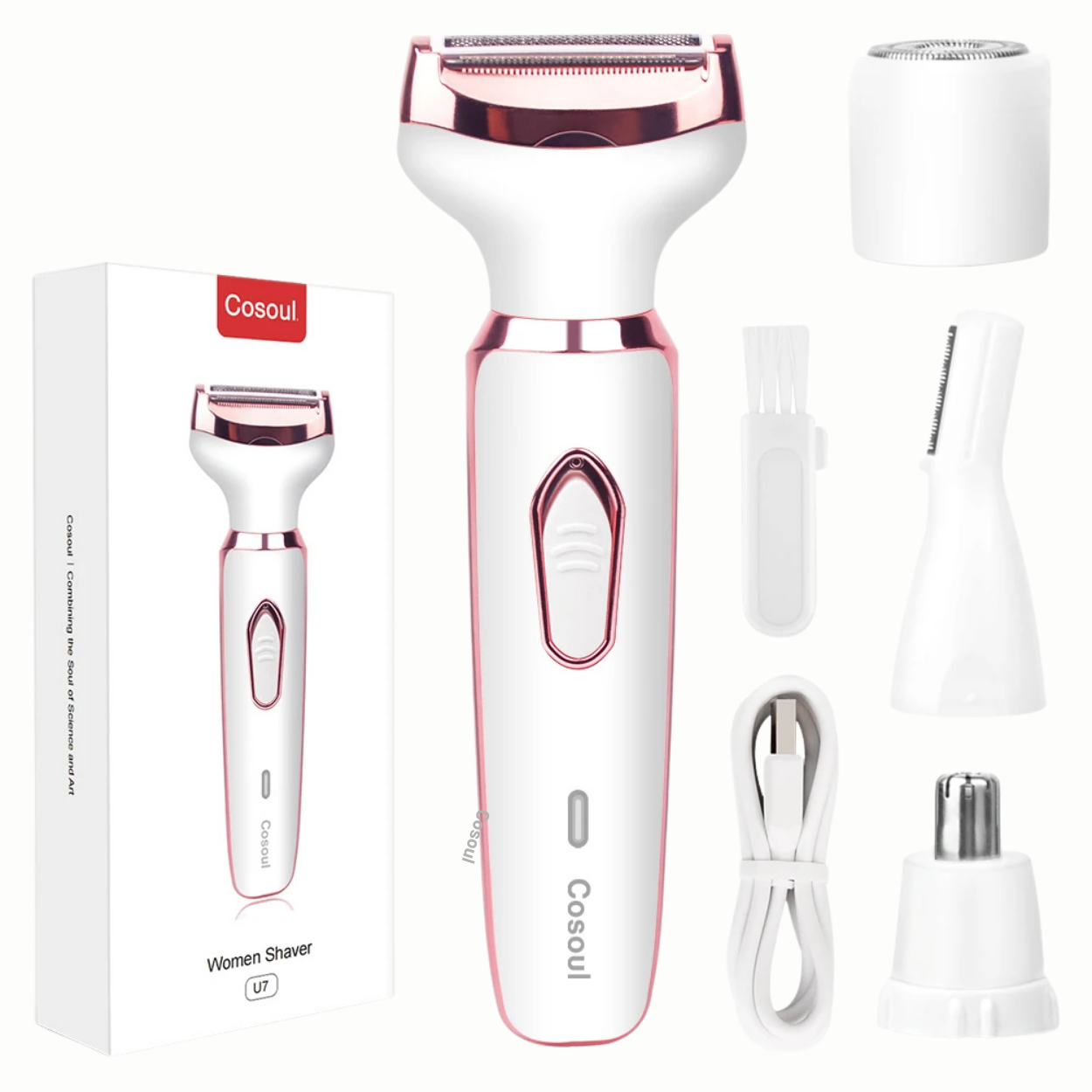 4-in-1 Electric Razor with Comb and Trimmer