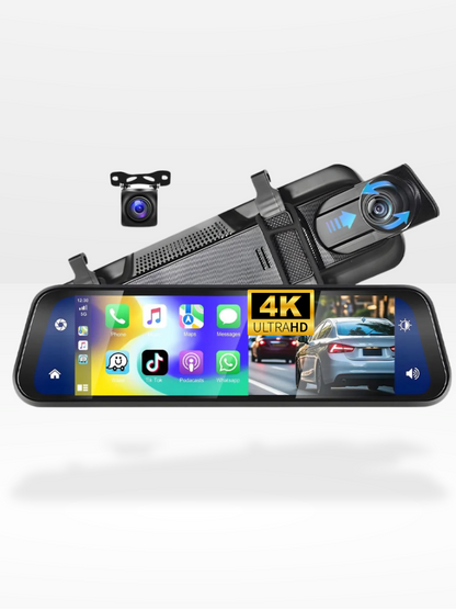 4K Front/Rear Mirror Camera with CarPlay and Recording