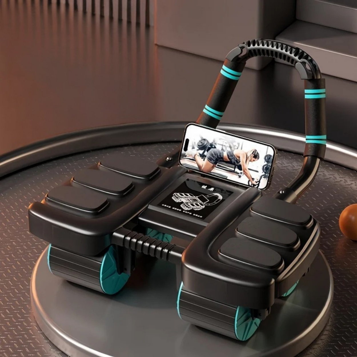 Ab Wheel with Automatic Rebound Rollers