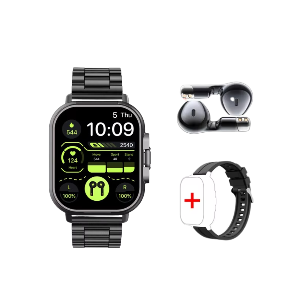 Smartwatch with Built-in Bluetooth Earbuds