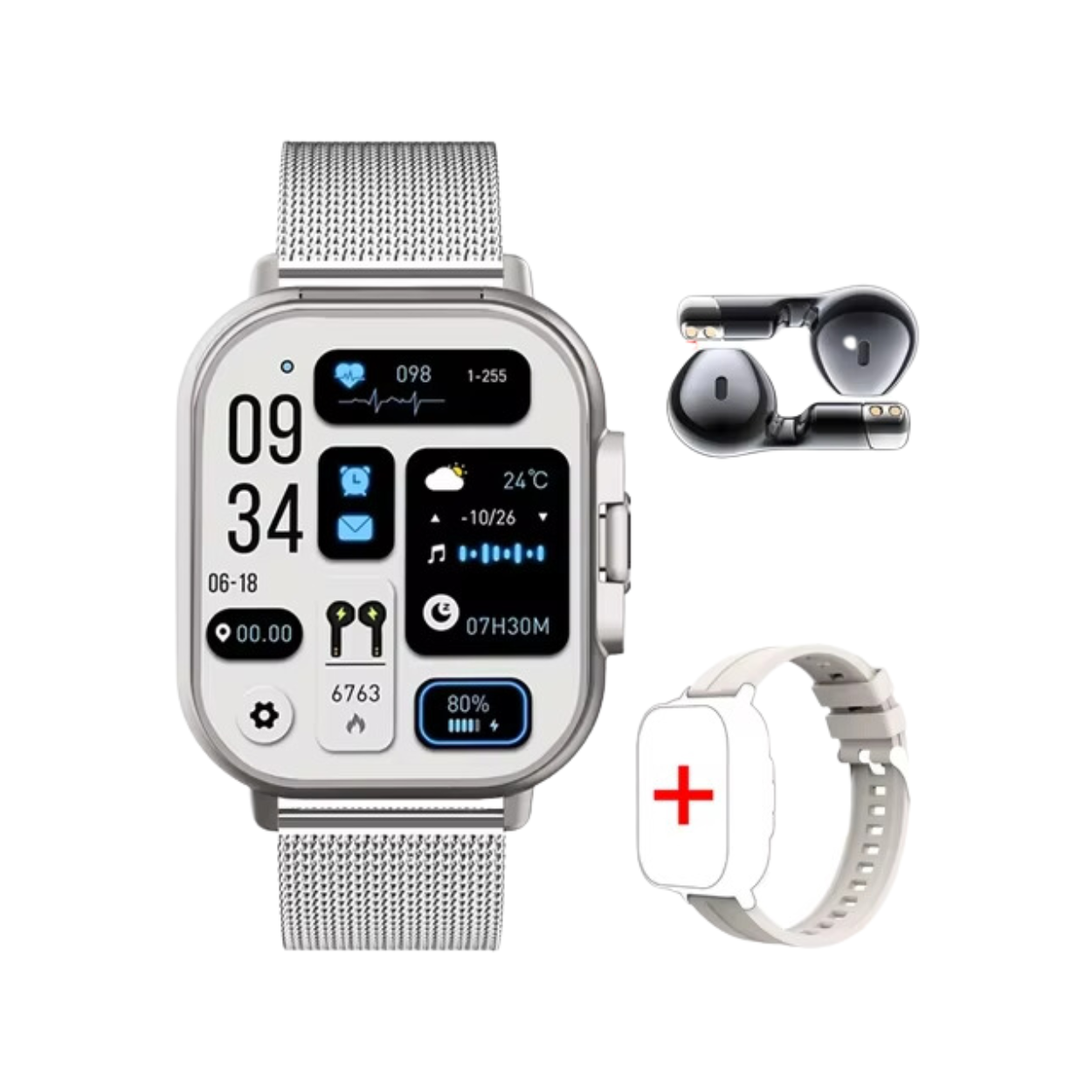 Smartwatch with Built-in Bluetooth Earbuds