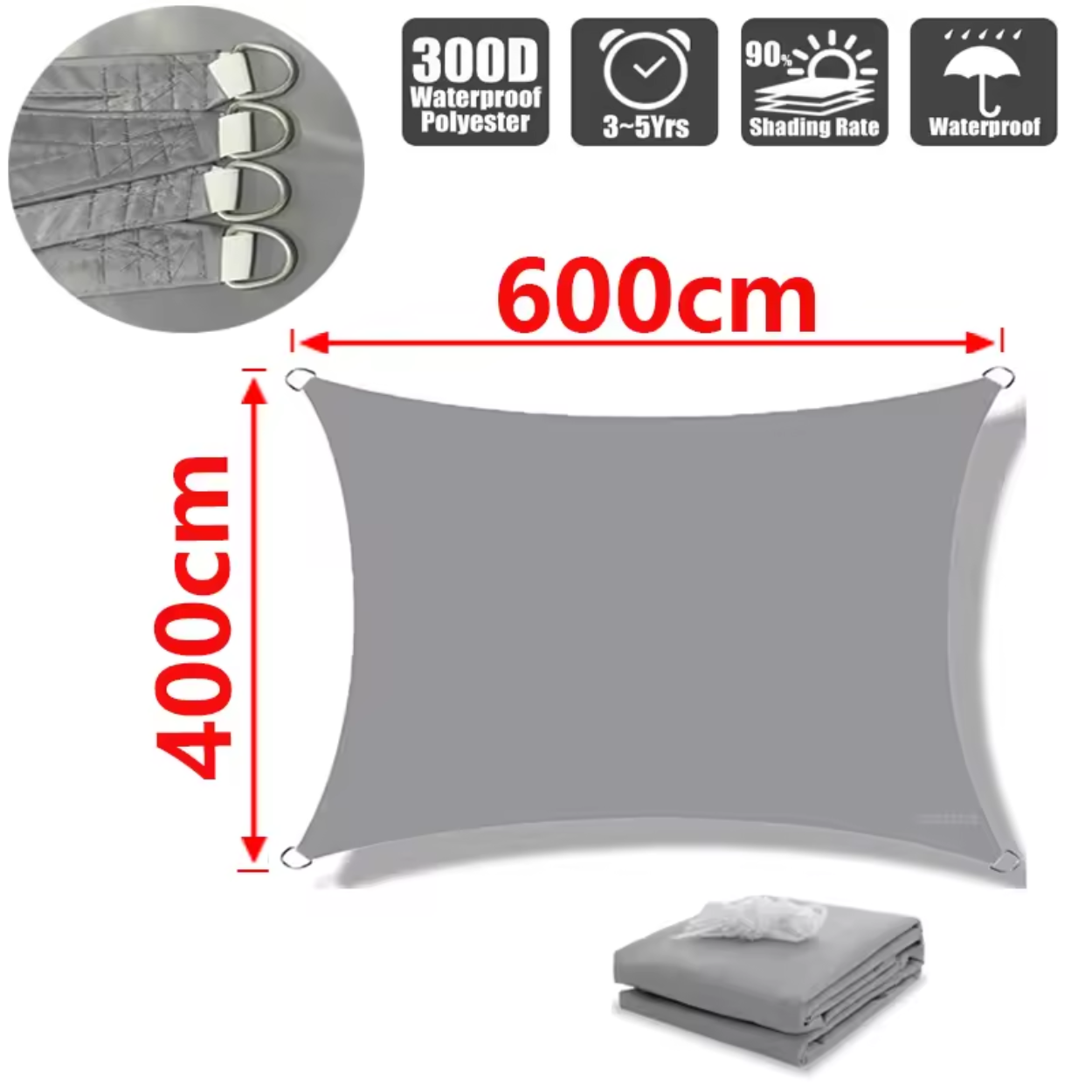 Lightweight Water-Resistant Polyester Shade Sail