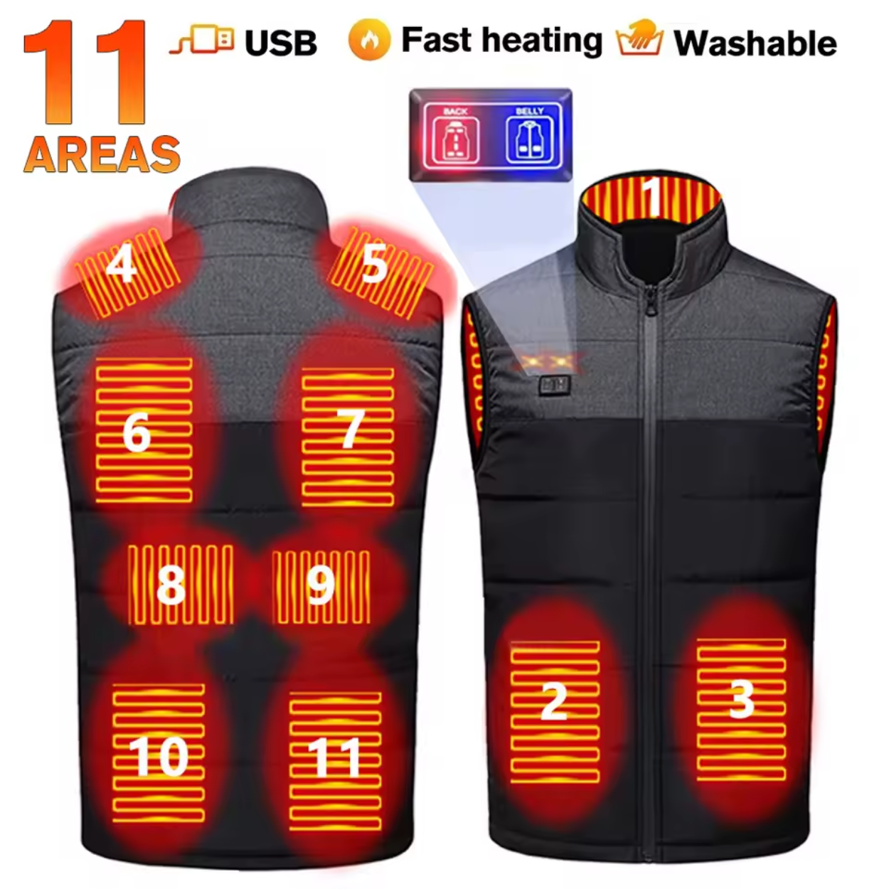 Electric Heating Vest with Adjustable Heat